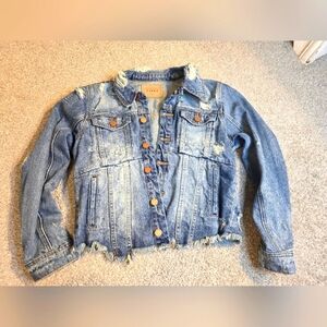 Blank NYC Distressss Denim Jacket Ladies Small Medium Wash Streetwear Spring